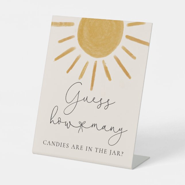 Retro Sun Babydusche schätzt, wie viele Candies Sockelschild (Vorderseite)