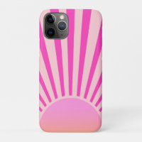 Retro Sun Burst Sunset Sunrise Hot Pink Ombre