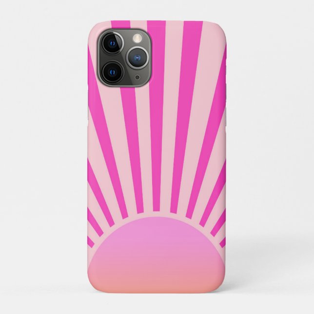 Retro Sun Burst Sunset Sunrise Hot Pink Ombre Case-Mate iPhone Hülle (Rückseite)