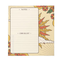 Retro Sun | Daily Notes and Checklist Notepad