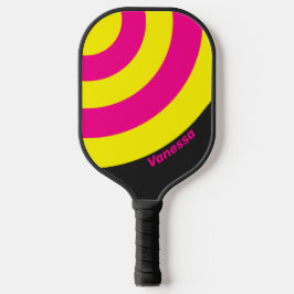 Retro Sun Glow Circle Streifen mit Namen Pickleball Schläger