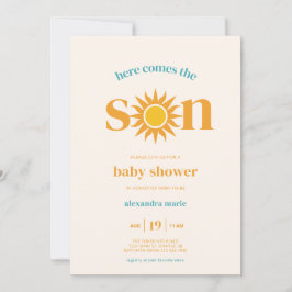 Retro Sun Hier kommt die Son Baby Dusche Einladung