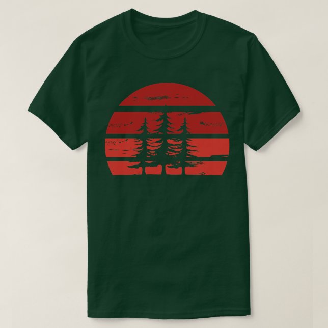 Retro Sun Minimalistisch mit Pine Tree Silhouette  T-Shirt (Design vorne)