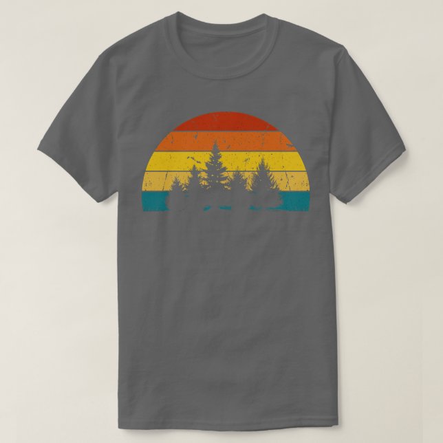 Retro Sun Minimalistisch mit Pine Tree Silhouette  T-Shirt (Design vorne)