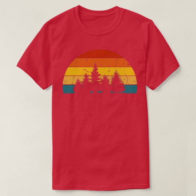 Retro Sun Minimalistisch mit Pine Tree Silhouette  T-Shirt (Design vorne)