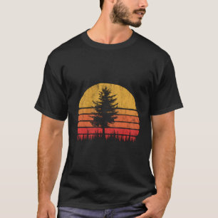 Retro Sun Minimalistisch Pine Tree Design - Graphi T-Shirt