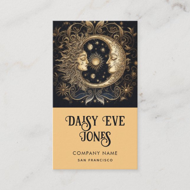 Retro Sun Moon Stars Visitenkarte (Vorderseite)