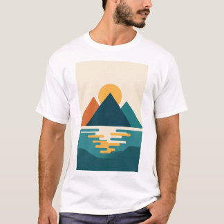 Retro Sun & Mountain Waves T-Shirt - Virale Ästhet