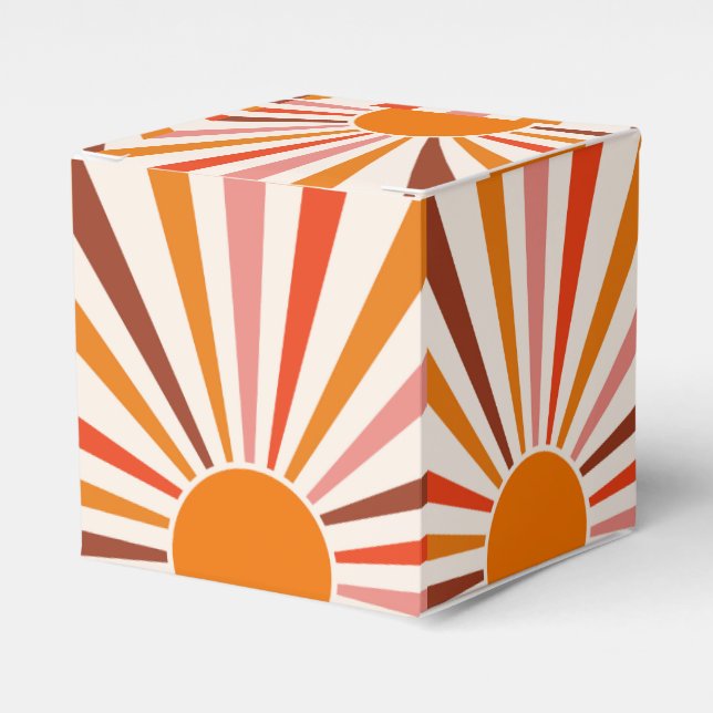Retro Sun Rays Burset Orange Yellow Red Geschenkschachtel (Vorderseite)