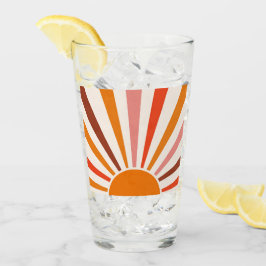 Retro Sun Rays Burset Orange Yellow Red Glas