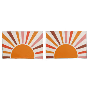 Retro Sun Rays Burset Orange Yellow Red Kissenbezug