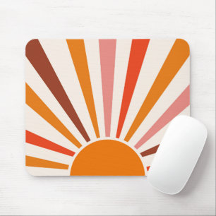Retro Sun Rays Burset Orange Yellow Red Mousepad