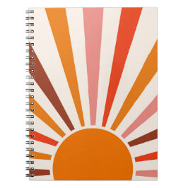 Retro Sun Rays Burset Orange Yellow Red Notizblock