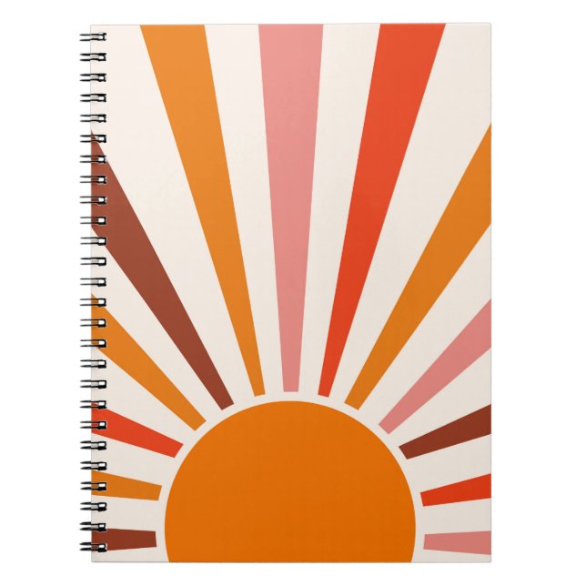 Retro Sun Rays Burset Orange Yellow Red Notizblock (Vorderseite)