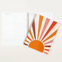 Retro Sun Rays Burset Orange Yellow Red Planer