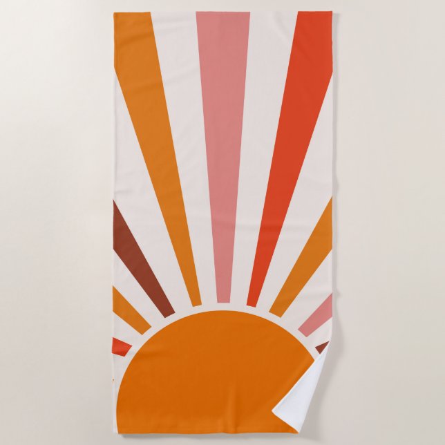 Retro Sun Rays Burset Orange Yellow Red Strandtuch (Vorderseite)