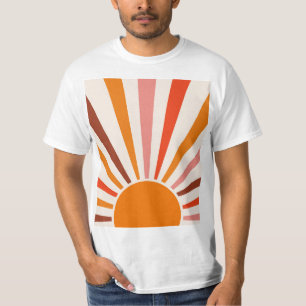 Retro Sun Rays Burset Orange Yellow Red T-Shirt