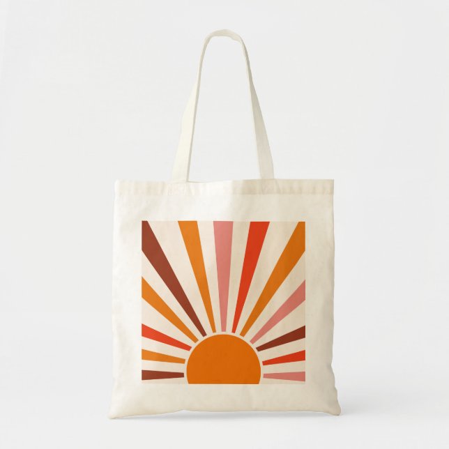 Retro Sun Rays Burset Orange Yellow Red Tragetasche (Vorne)
