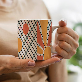 Retro Sun rot orange blau schwarz & weiß dekoriert Kaffeetasse