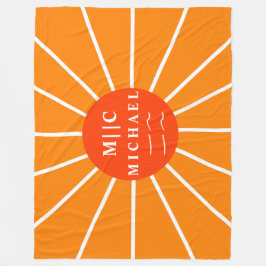 Retro sun simple moderne Monogramm personalisiert Fleecedecke