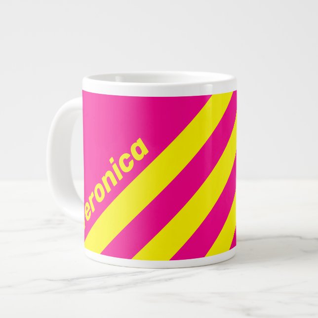 Retro Sun Soaked Three Stripes with Name Jumbo-Tasse (Vorderseite Links)
