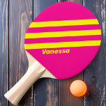 Retro Sun Soaked Three Stripes with Name Tischtennis Schläger<br><div class="desc">Das Retro Sun Soaked Three Stripes Ping Pong Paddle strahlt Wärme und Energie mit seiner lebhaften Farbpalette aus, inspiriert an sonnigen Tagen im Freien. Die kühnen Streifen wecken ein Gefühl von Spaß und Abenteuer und machen es zum idealen Begleiter für Ihre Wettkämpfe oder lässige Spiele mit Freunden. Personalisieren Sie es...</div>