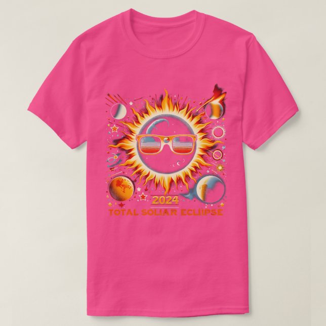 Retro Sun Total Solar Eclipse 8. April 2024 Insges T-Shirt (Design vorne)
