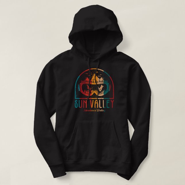 Retro Sun Valley Skiabenteuer Hoodie (Design vorne)