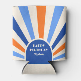 Retro Sunburst Arch Typografie Geburtstag Blau Dosenkühler