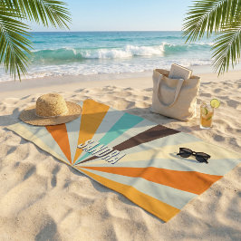 Retro Sunburst Benutzername Groovy Vintage Grün Strandtuch