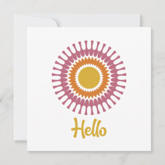 Retro Sunburst Flat Note Card in Lila und Gold Mitteilungskarte
