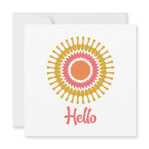 Retro Sunburst Flat Note Card in Rot und Gold
