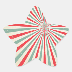 Retro Sunburst Mid Century Red & Green Sternexplos Stern-Aufkleber