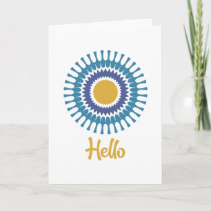 Retro Sunburst Note Card in Blau und Gold