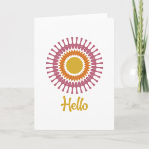 Retro Sunburst Note Card in Gold und Lila