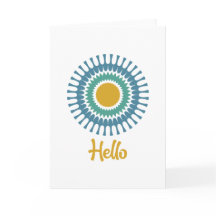 Retro Sunburst Note Card in Grün und Gold