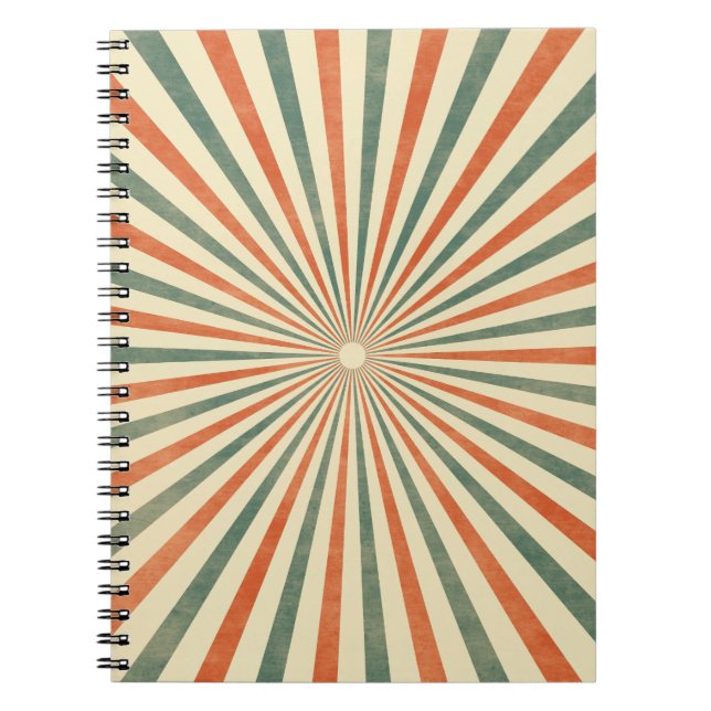 Retro Sunburst Spirale Vintage Gestaltung Notizblock (Vorderseite)