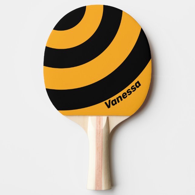 Retro Sunflower Buzz Three Circle Stripe with Name Tischtennis Schläger (Vorderseite)