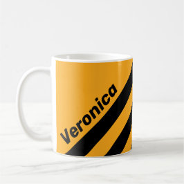 Retro Sunflower Buzz Three Stripes with Name Kaffeetasse