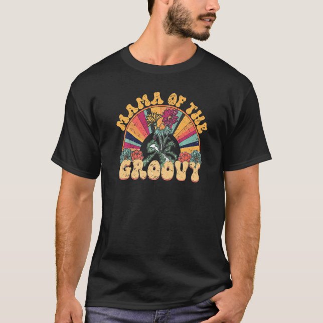 Retro Sunflower Hippie Mama Of The Groovy Inspirat T-Shirt (Vorderseite)