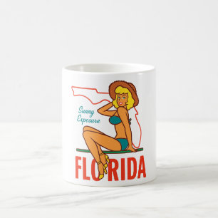 Retro "Sunny Exposure Florida" Button-Up Kaffeetasse