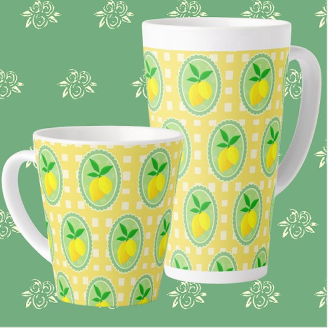 Retro Sunny Lemon Gelbes Frühlinggrün Milchtasse (Sunny yellow latte mugs to start the day of right!)