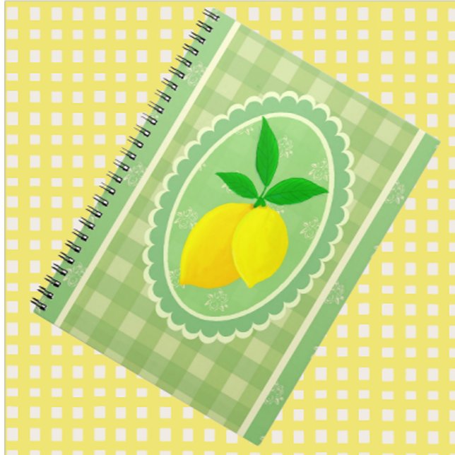 Retro Sunny Lemon Gelbes Frühlinggrün Notizblock (Sunny yellow lemon journal for your thoughts!)