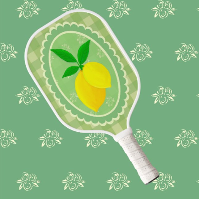 Retro Sunny Lemon Gelbes Frühlinggrün Pickleball Schläger (Fun lemony pickleball paddle!)