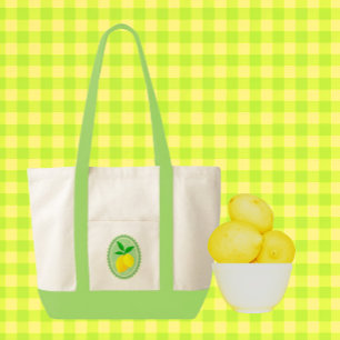 Retro Sunny Lemon Gelbes Frühlinggrün Tragetasche