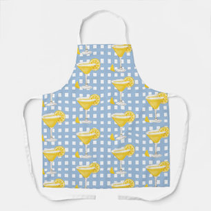 Retro Sunny Yellow Lemon Drop Blue Karo Schürze