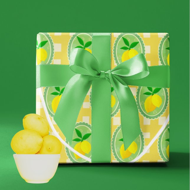Retro Sunny Yellow Lemons Geschenkpapier (Springtime fresh lemony wrapping paper!)