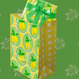 Retro Sunny Yellow Lemons Geschenktüte Für Weinflaschen
