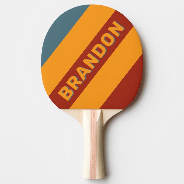 Retro Sunrise auf schiefer Streifen mit Namen Tischtennis Schläger (Vorderseite)