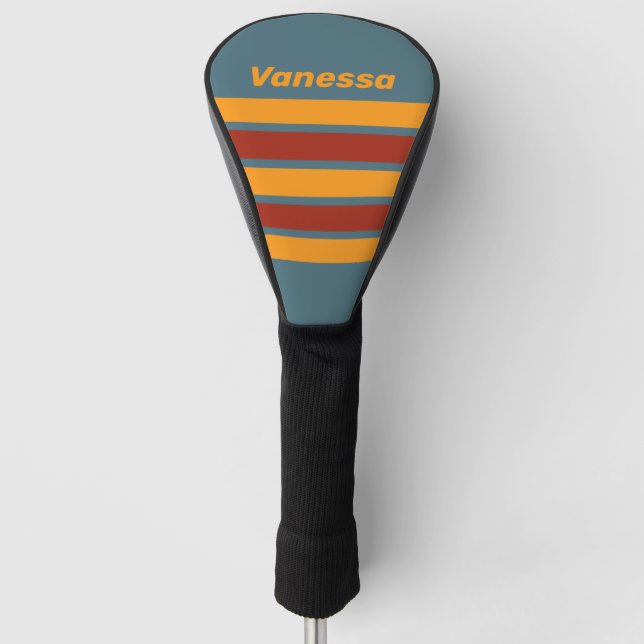 Retro Sunrise on Slate Across Striping with Name Golf Headcover (Vorderseite)